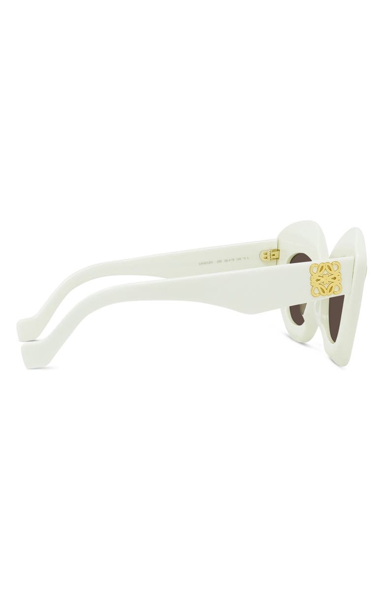 Loewe Anagram 48mm Small Cat Eye Sunglasses, Alternate, color, Ivory / Brown