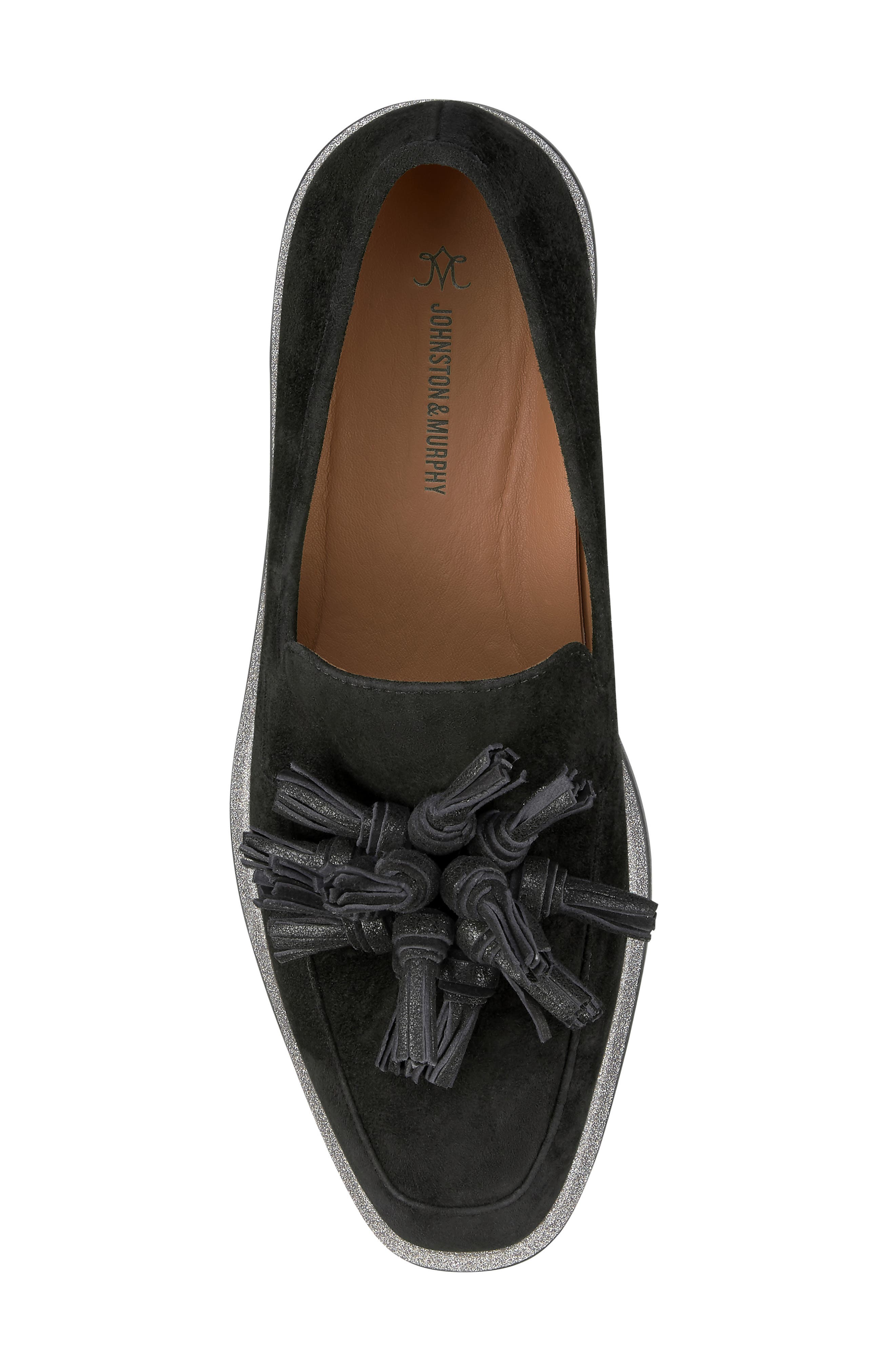 Johnston & Murphy Gracelyn Tassel Loafer, Alternate, color, Black Suede