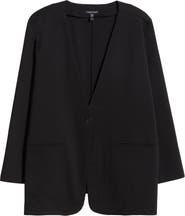 Eileen Fisher V-Neck Organic Cotton Blend Ponte Jacket