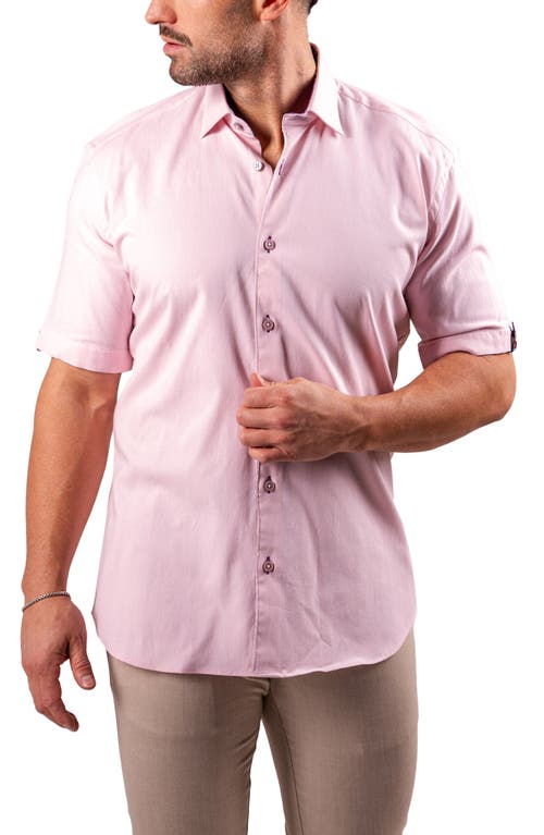 Maceoo Galileo Resistance0123 Pink Short Sleeve Cotton Button-up Shirt
