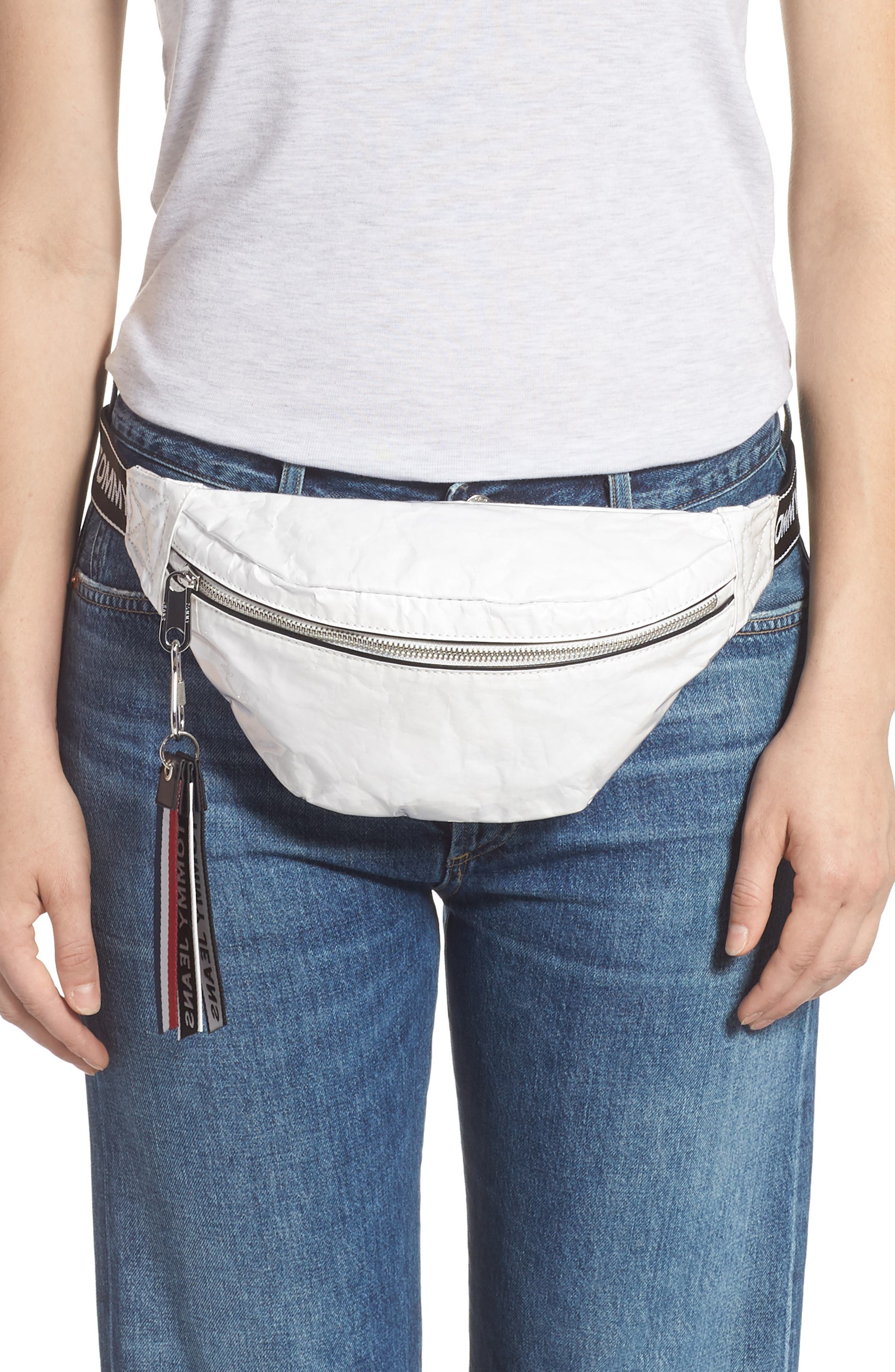 Logo Tape Belt Bag, Alternate, color, BRIGHT WHITE
