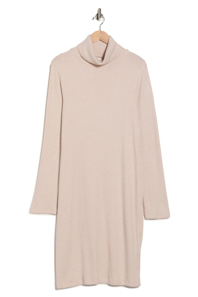 Long Sleeve Ribbed Turtleneck Dress, Alternate, color, OATMEAL