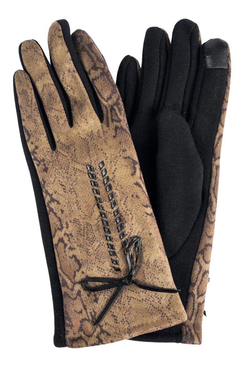 Leopard Print Jersey Touchscreen Gloves, Main, color, GREEN