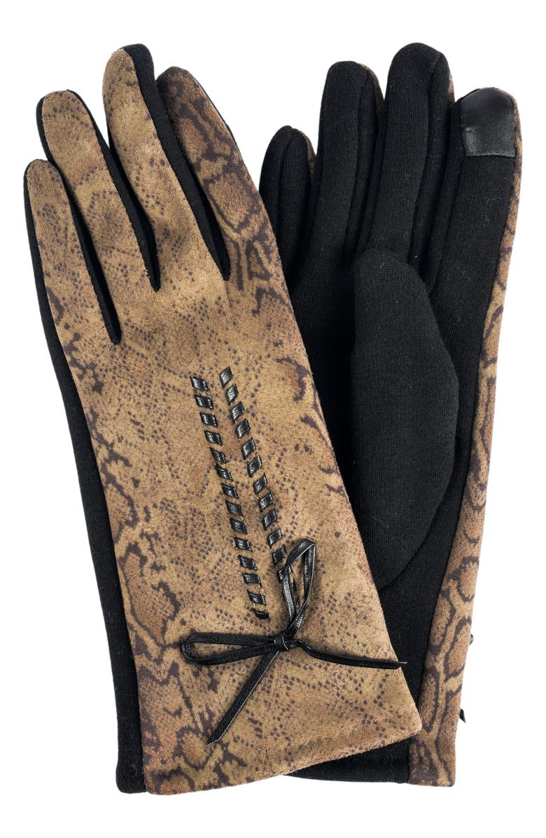 MARCUS ADLER Leopard Print Jersey Touchscreen Gloves, Main, color, Green