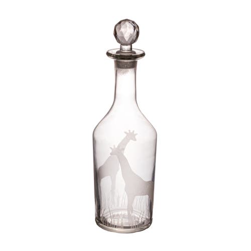 Storied Home 20-ounce Etched Glass Decanter With Giraffes And Glass Stopper, Clear In Transparent