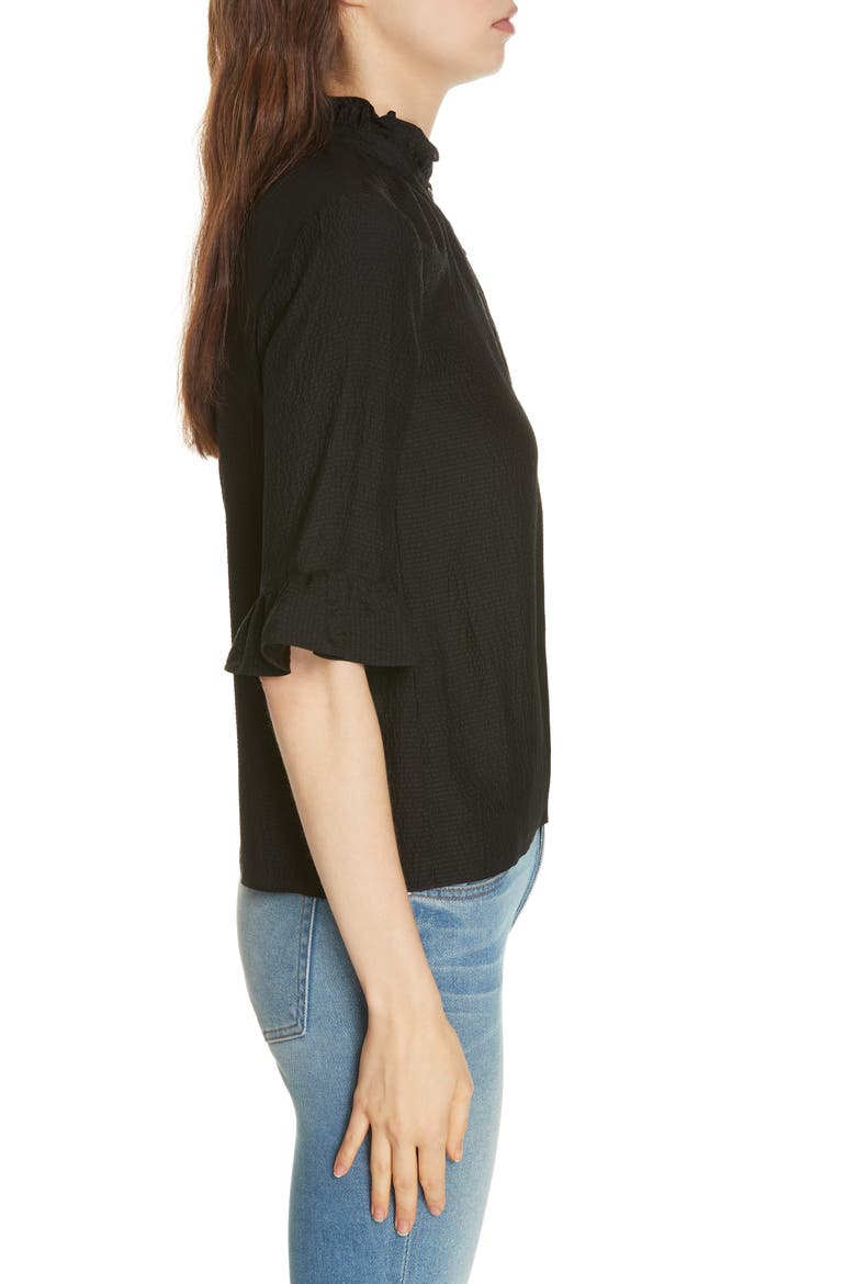Silk Ruffle Top, Alternate, color, BLACK
