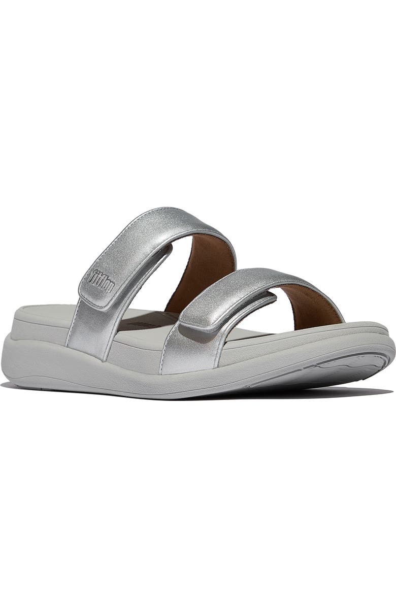 FitFlop F-Mode Go Adjustable Platform Slide Sandal, Main, color, Silver