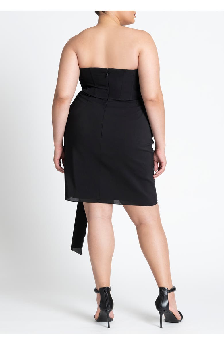 ELOQUII Rosette Sash Mini Dress, Alternate, color, Black Onyx