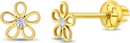 In Season Jewelry 14k Clear Cubic Zirconia Flower Earrings