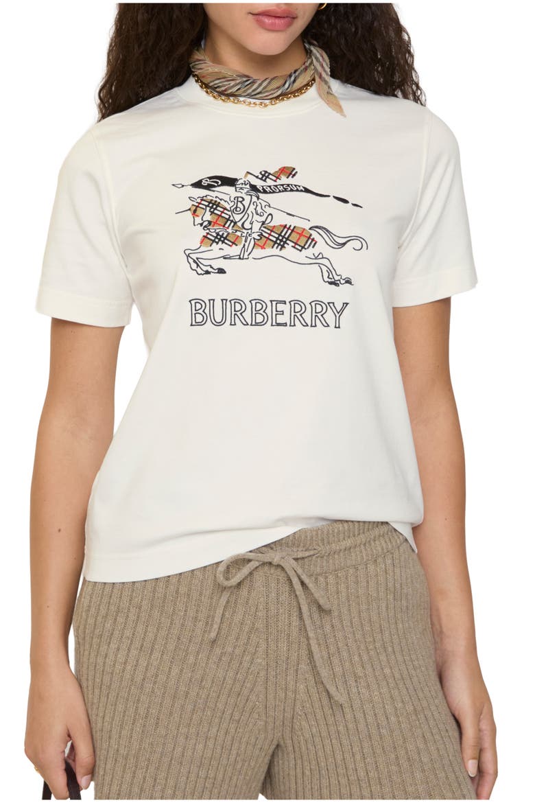 Knight Sketch Cotton T-shirt, Main, color, Chalk white