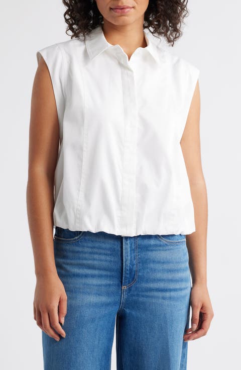 Cap Sleeve Button-Up Shirt