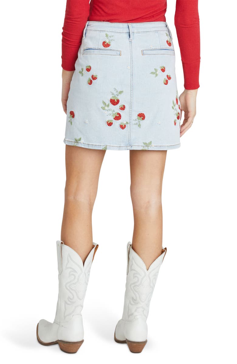 Driftwood Strawberry Fields Denim Miniskirt, Alternate, color, Light Wash