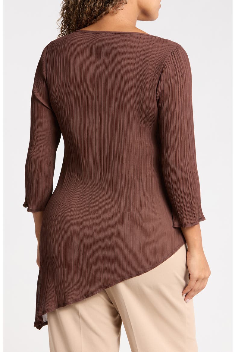 Semi Sheer Asymmetrical Hem Top, Alternate, color, BROWN