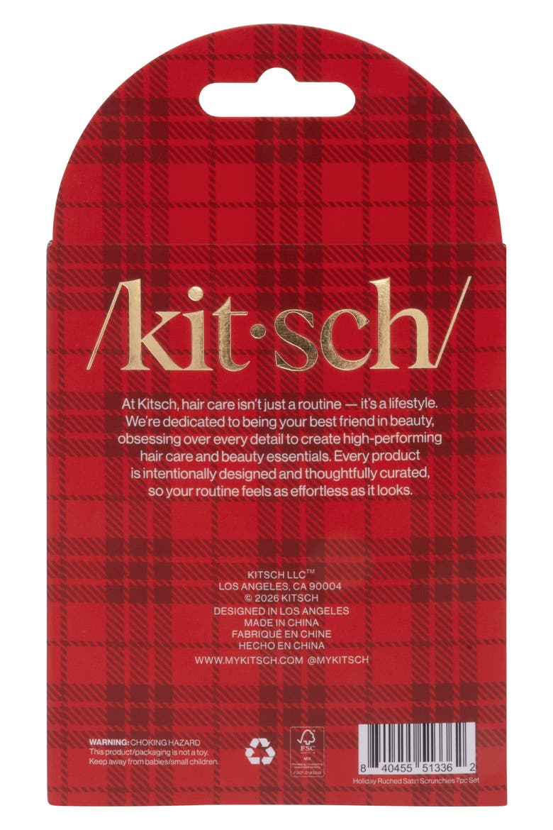 Holiday Ruched Satin Scrunchies, Alternate, color, HOLIDAY