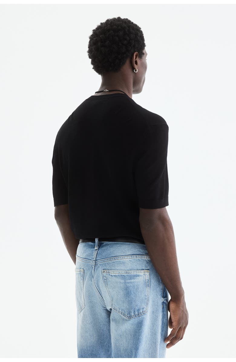 H&M Slim Fit Knitted T-shirt, Alternate, color, Black