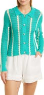 Monrow Vertical Stripe Organic Cotton Crochet Cardigan