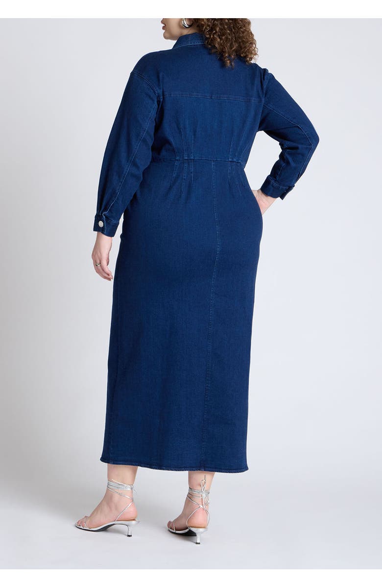 ELOQUII Denim Fitted Dress, Alternate, color, Black Rinse