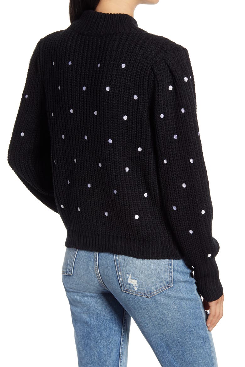 Polka Dot Sweater, Alternate, color, BLACK/ WHITE