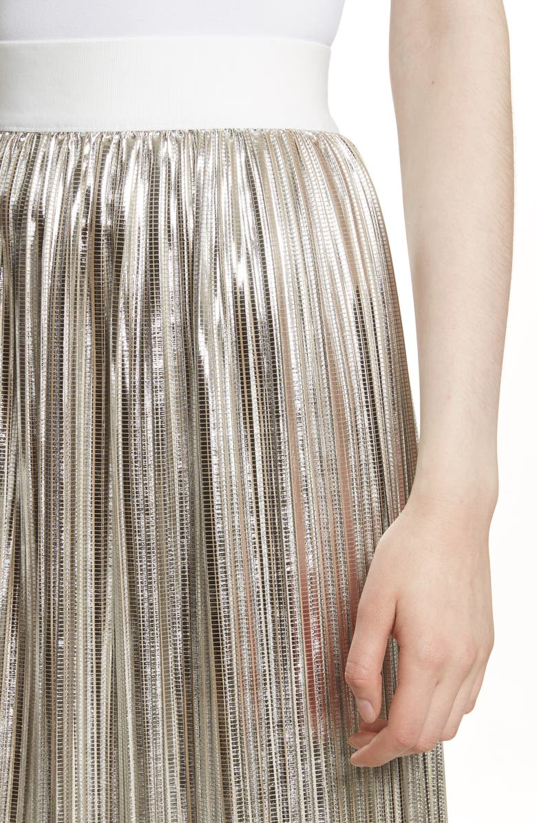 Alice + Olivia Mikaela Pleat Metallic Skirt, Alternate, color, 