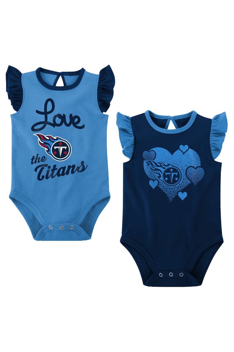 Girls Newborn & Infant Navy/Light Blue Tennessee Titans Spread the Love 2-Pack Bodysuit Set, Main, color, Navy