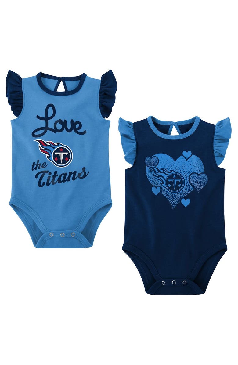 Outerstuff Girls Newborn & Infant Navy/Light Blue Tennessee Titans Spread the Love 2-Pack Bodysuit Set, Main, color, Navy
