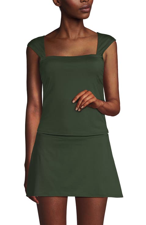 Womens Square Neck Underwire Square Back Tankini Swimsuit Top