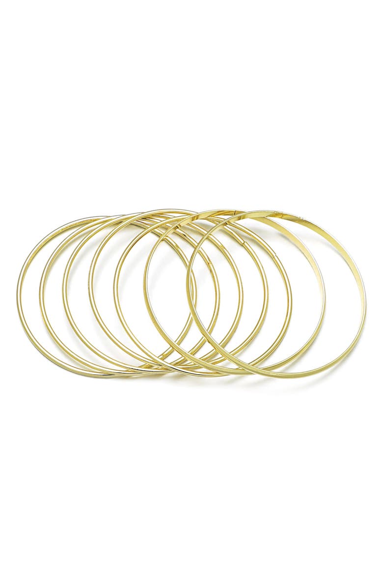 Adornia Set of 6 Thin Bangle Bracelets, Main, color, Gold