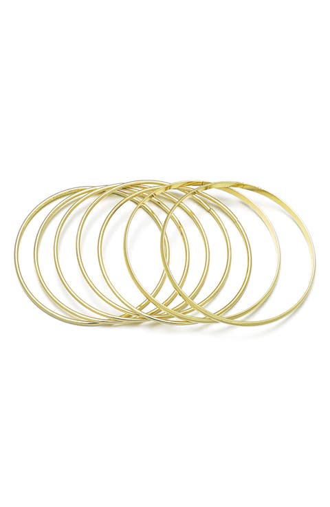 Set of 6 Thin Bangle Bracelets