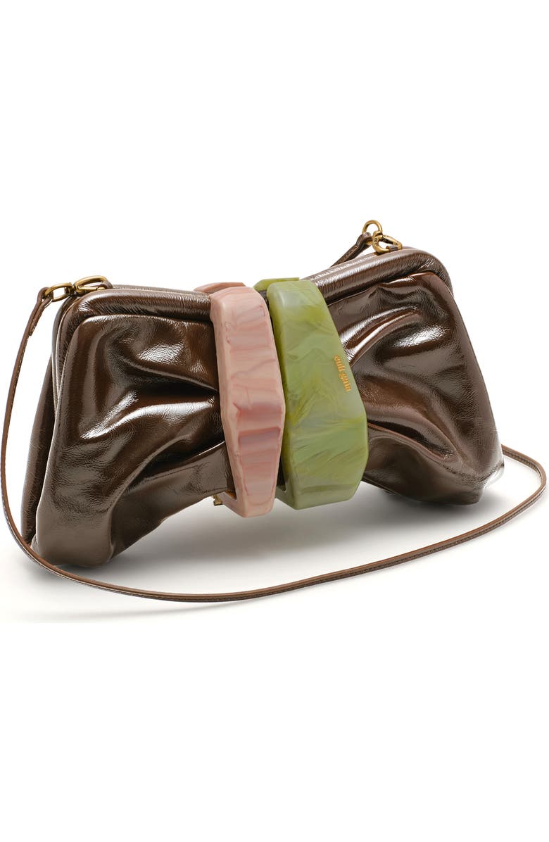 Cult Gaia Julita Leather Frame Clutch, Alternate, color, Luwak