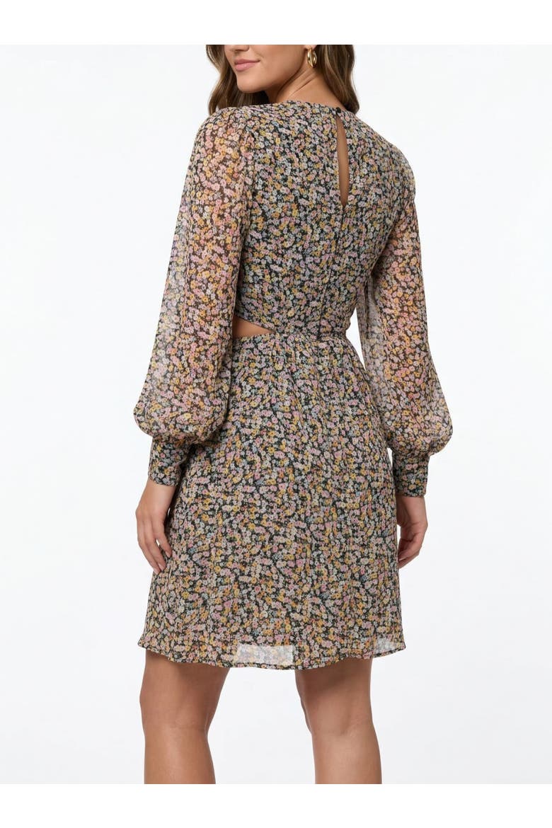 Nash Cutout Chiffon Mini Dress, Alternate, color, Limelight Ditsy Floral