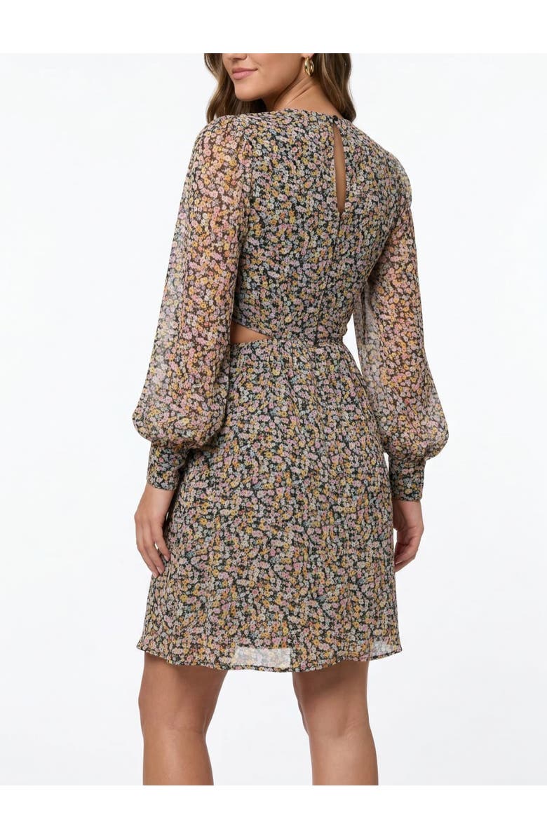 RACHEL Rachel Roy Nash Cutout Chiffon Mini Dress, Alternate, color, Limelight Ditsy Floral