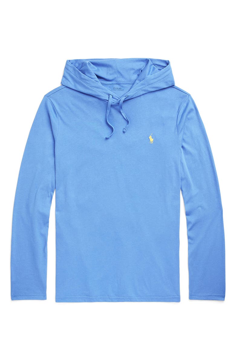 Polo Ralph Lauren Logo Hooded Long Sleeve T-Shirt, Alternate, color, Summer Blue
