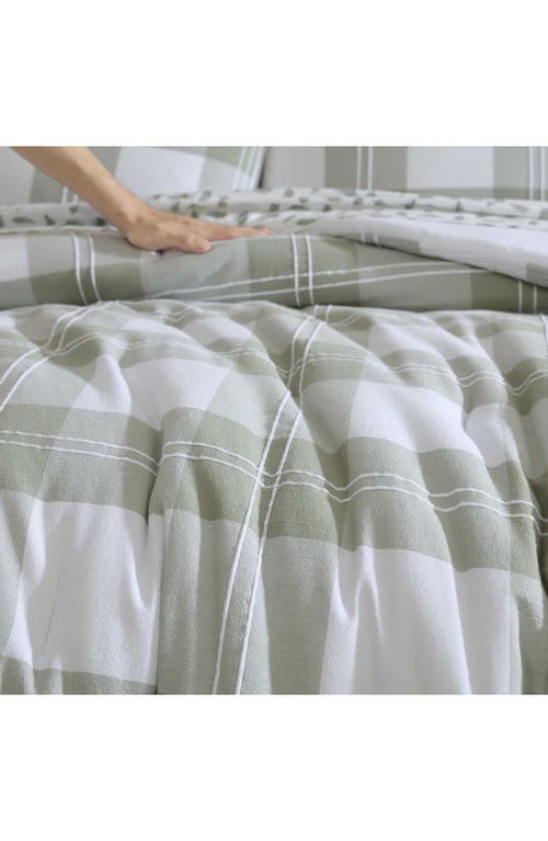 Eddie Bauer Mountain Embroidery Plaid Comforter Set In Soft Olive