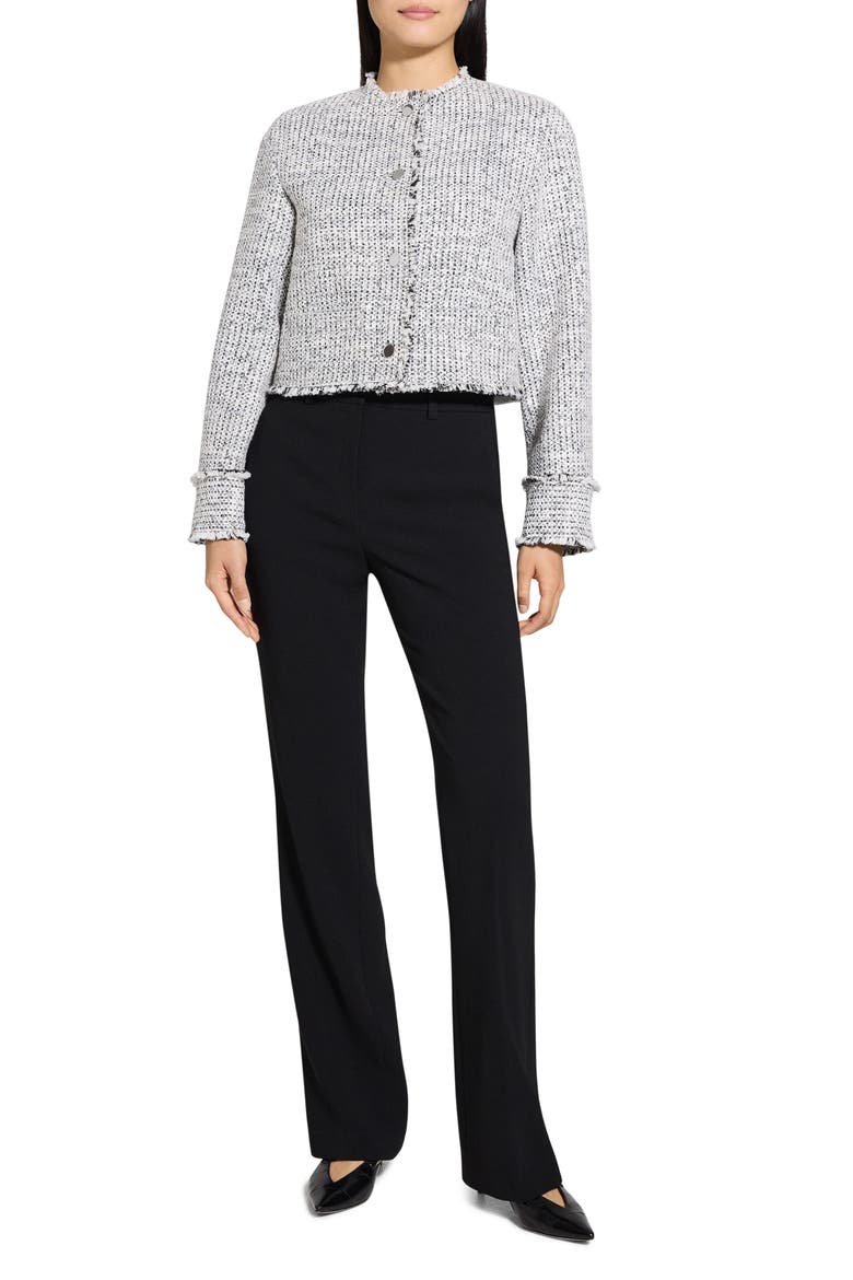 Fray Trim Crop Tweed Jacket, Alternate, color, WHITE MULTI