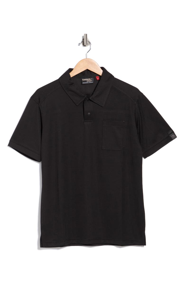 CARBON + CRAFT Grid Jacquard Polo, Main, color, Black