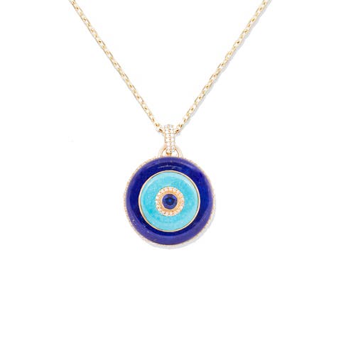Evolve Stone Inlay Disk Pendant Necklace