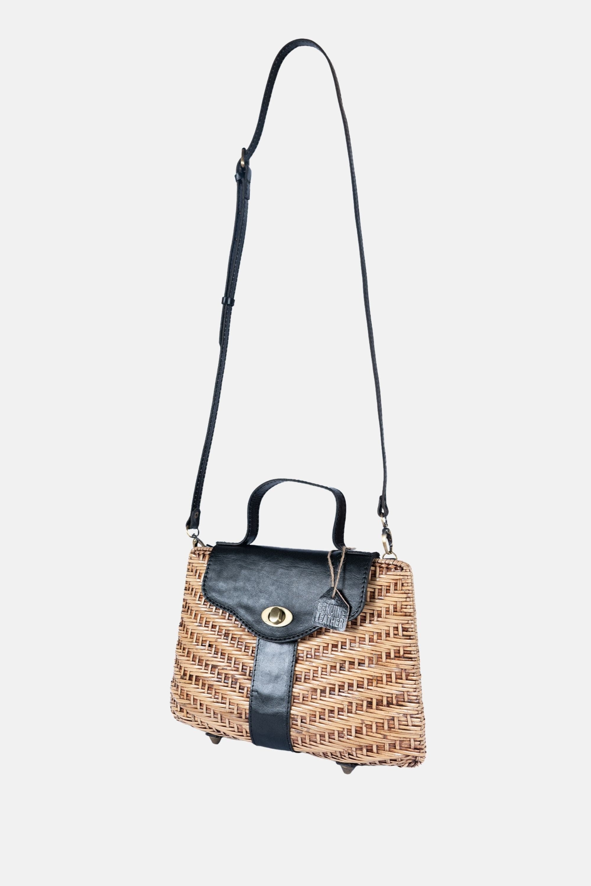 Jelavu Nori Structured Rattan Handbag, Alternate, color, Black