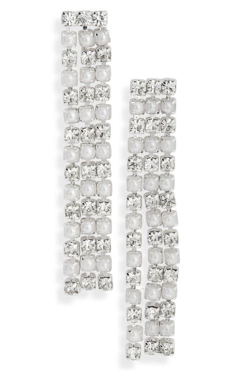 Crystal & Faux Pearl Fringe Drop Earrings