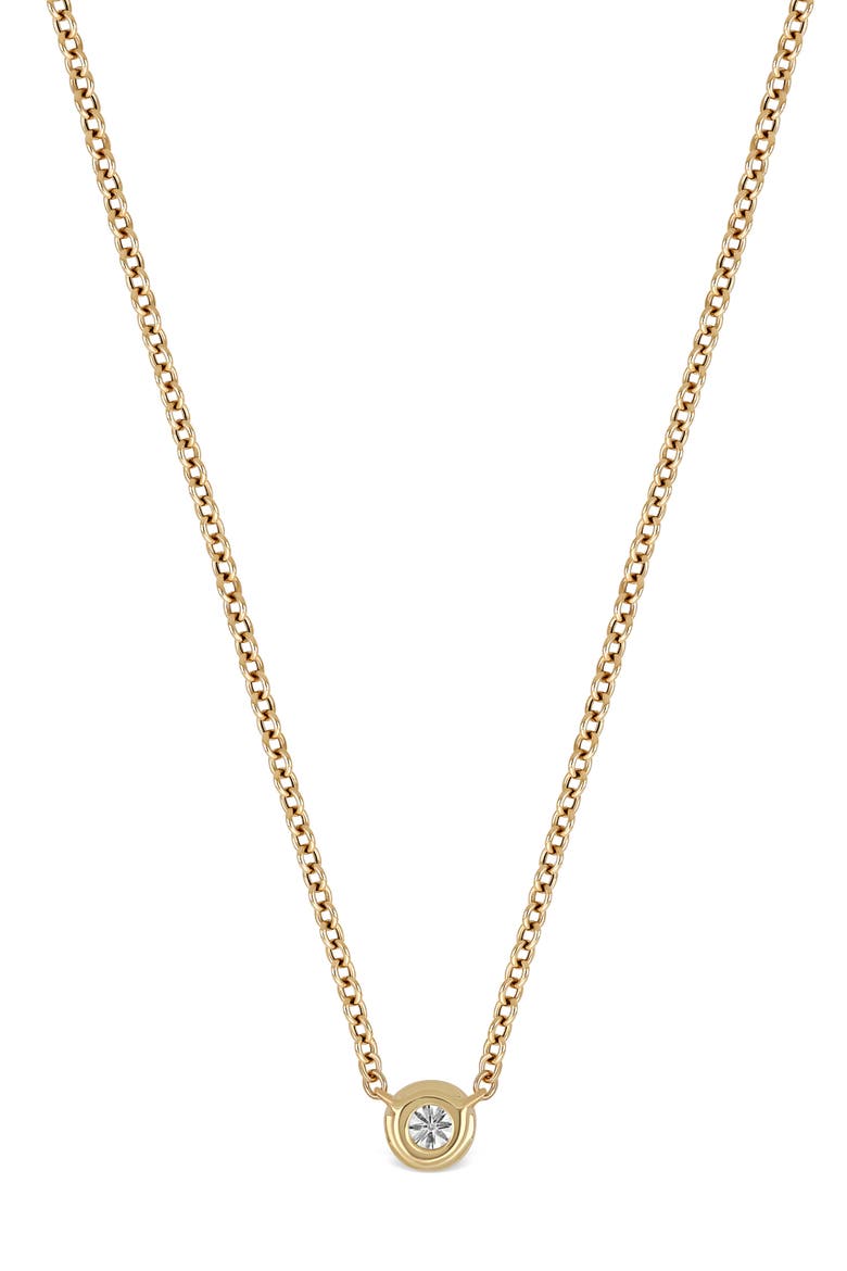 Petite Bezel Diamond Solitaire Necklace, Alternate, color, YELLOW