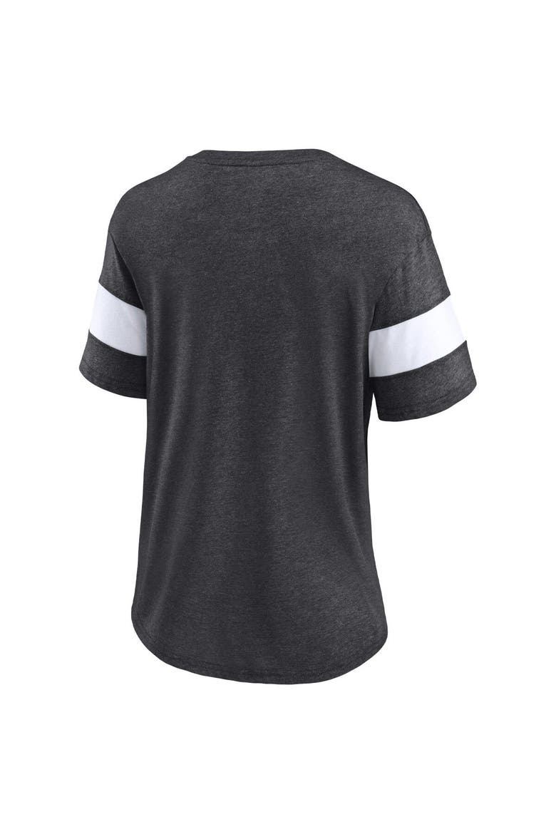Women's Fanatics Branded Heathered Charcoal/White Tampa Bay Buccaneers Distressed Team Tri-Blend V-Neck T-Shirt, Alternate, color, Heather Charcoal