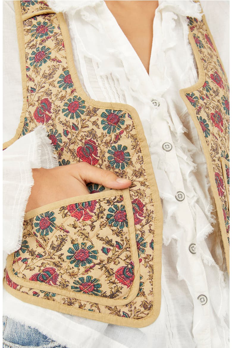 Kenzie Quilted Cotton Vest, Alternate, color, SAND COMBO