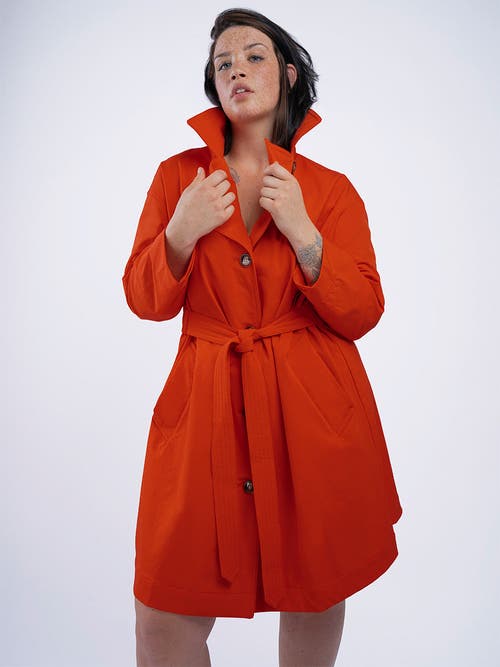 See Rose Go Tech Twill Trench Coat Plus Size In Red