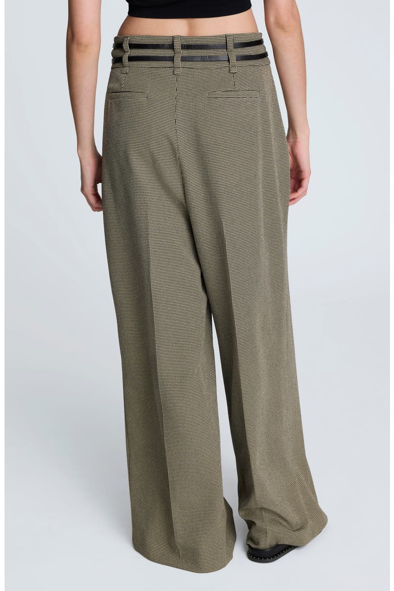 Houndstooth Check Pleated Wide Leg Pants, Alternate, color, BLACK/ ALMOND MILK