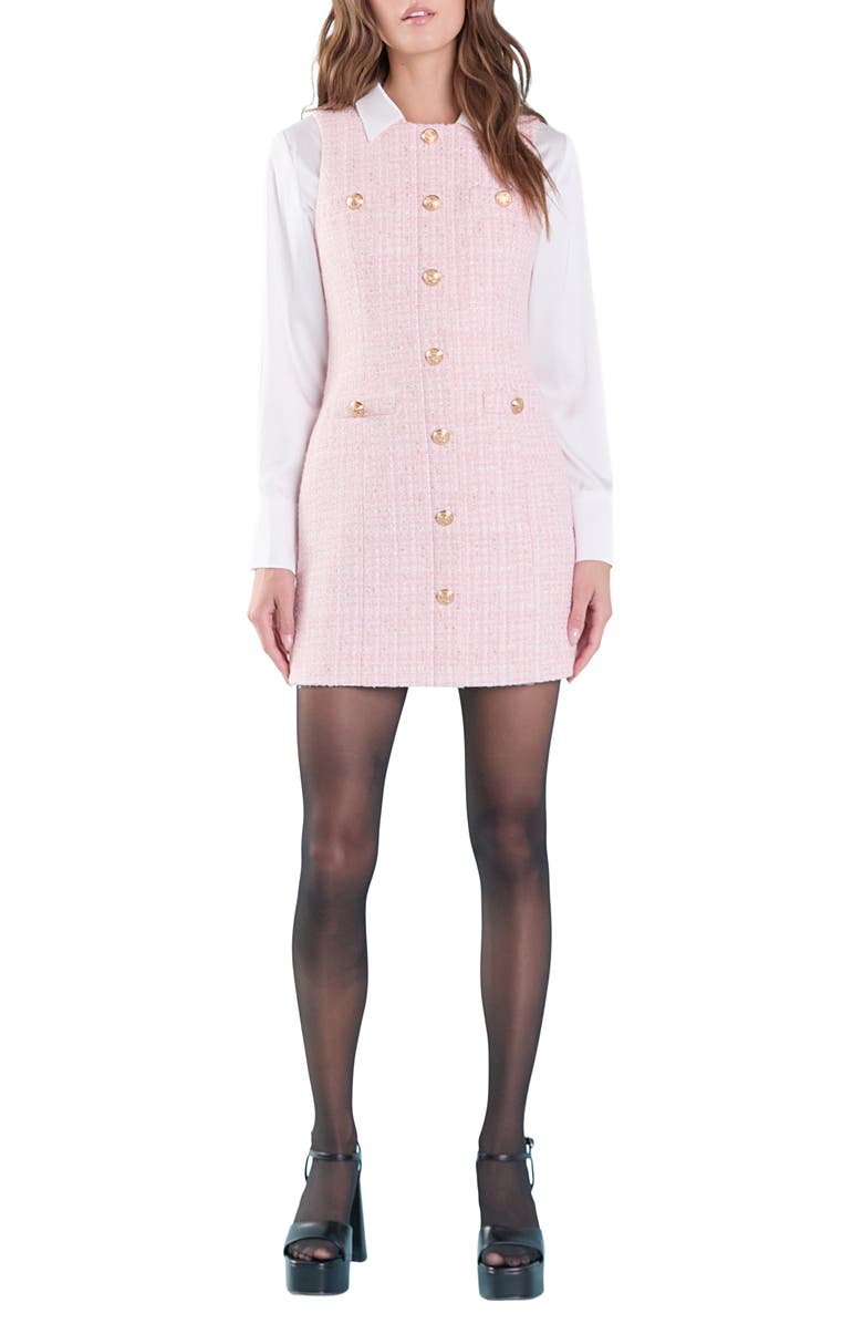 Endless Rose Sleeveless Metallic Tweed Minidress, Main, color, Pink