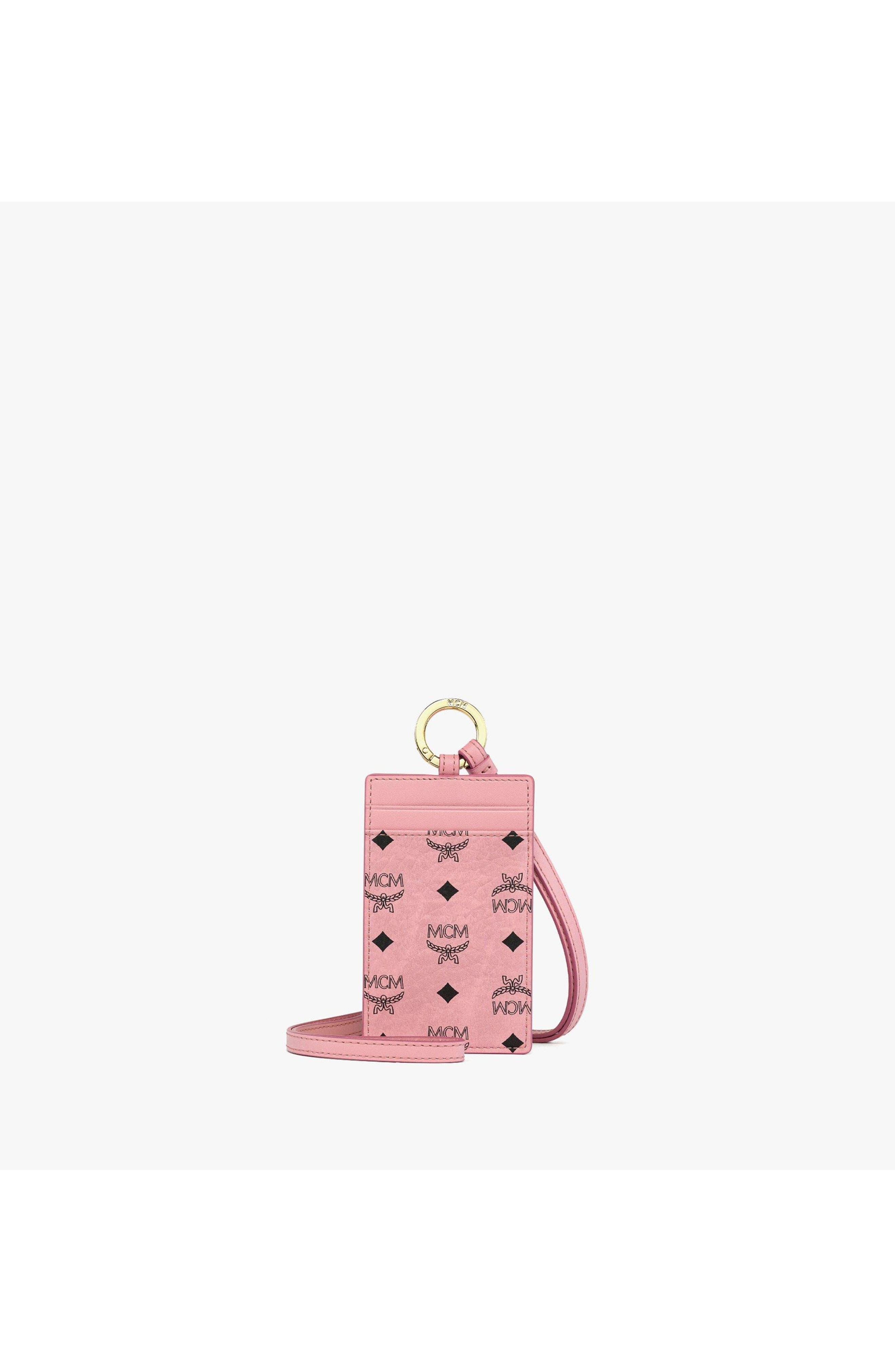 Mcm Lanyard Id Card Holder In Soft Pink