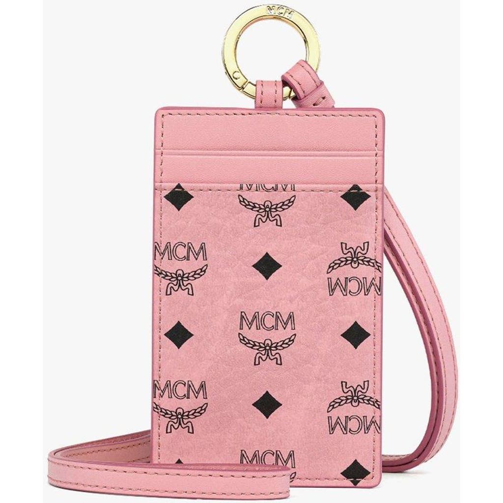 Mcm Lanyard Id Card Holder In Soft Pink