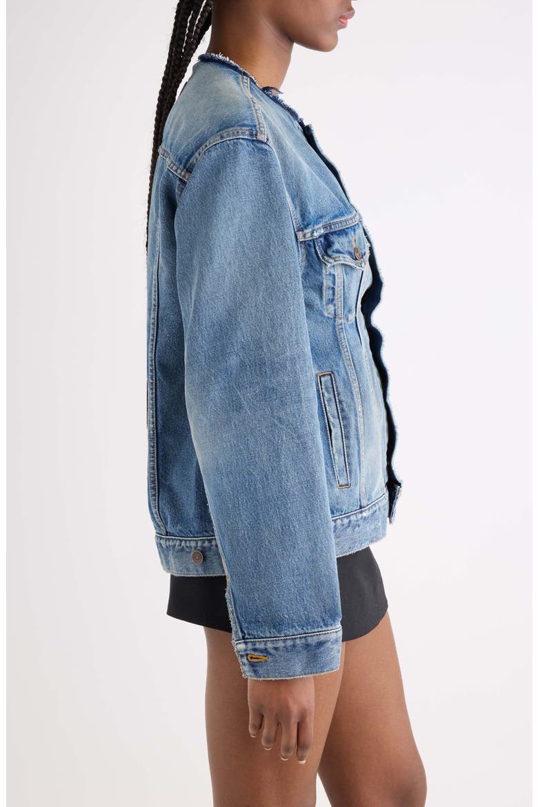 Distressed Organic Cotton Japanese Denim Hourglass Jacket, Alternate, color, AUBERGINE