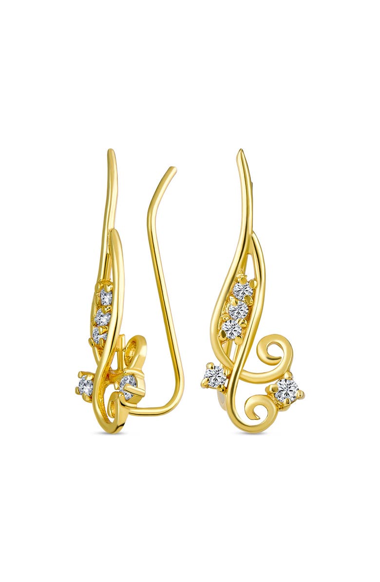 BLING JEWELRY CZ Crawler Earrings, Alternate, color, Gold