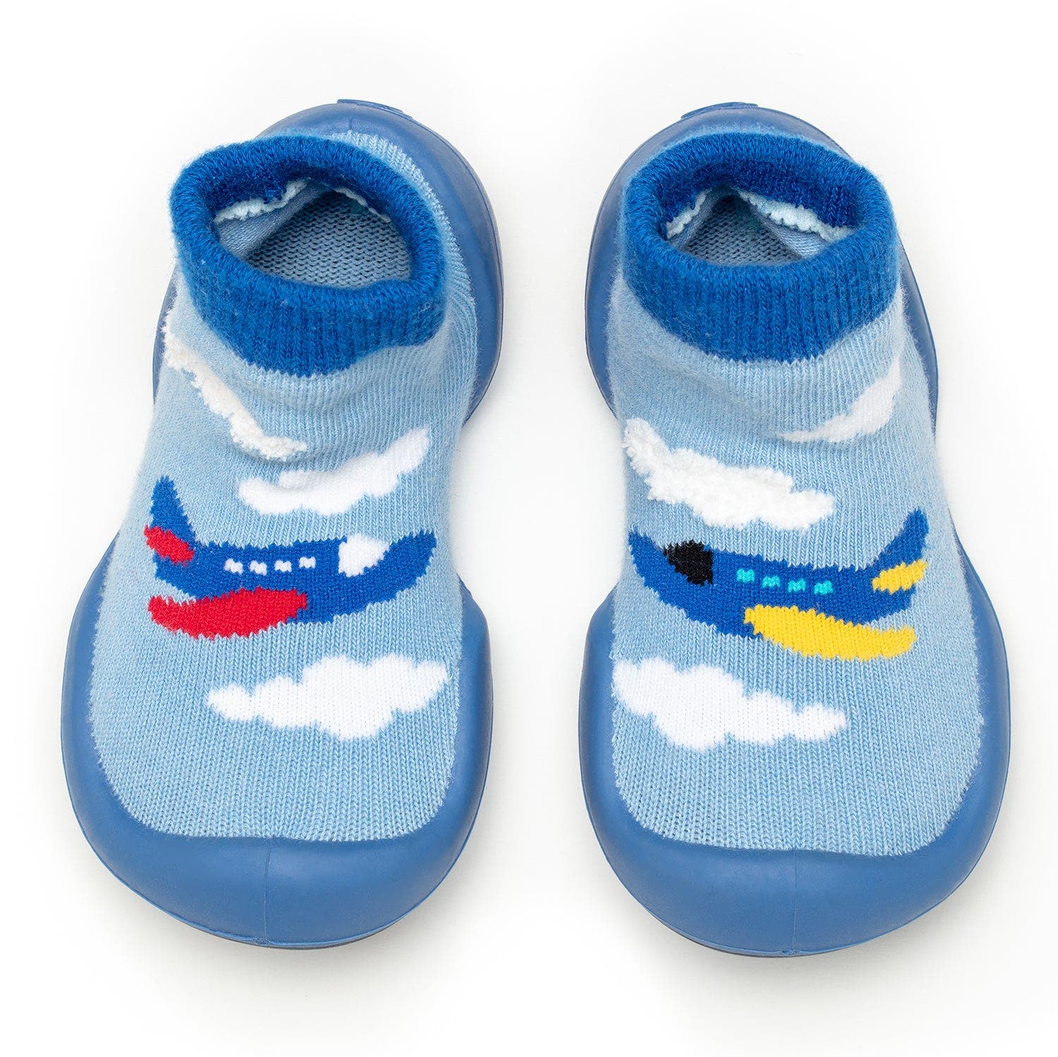 Komuello Toddler Boy Sock Shoes - Aeroplanes in Blue 