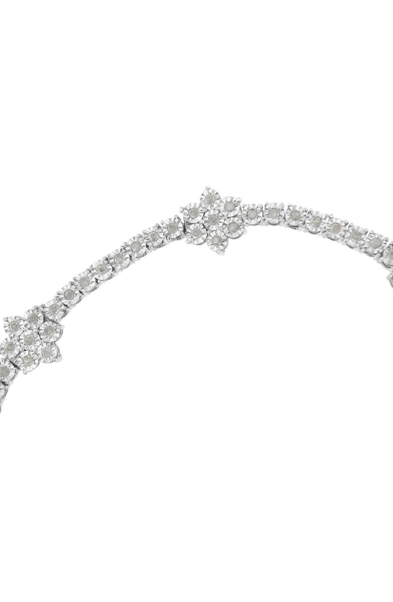 Haus of Brilliance Silver 1.0 cttw Miracle-Set Diamond Floral Station Tennis Bracelet, Alternate, color, White